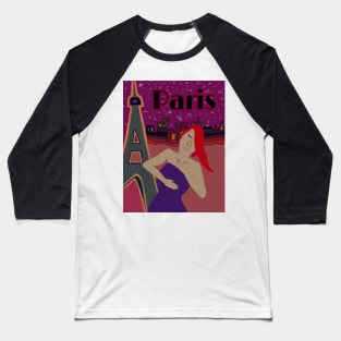 Woman in Paris Baseball T-Shirt